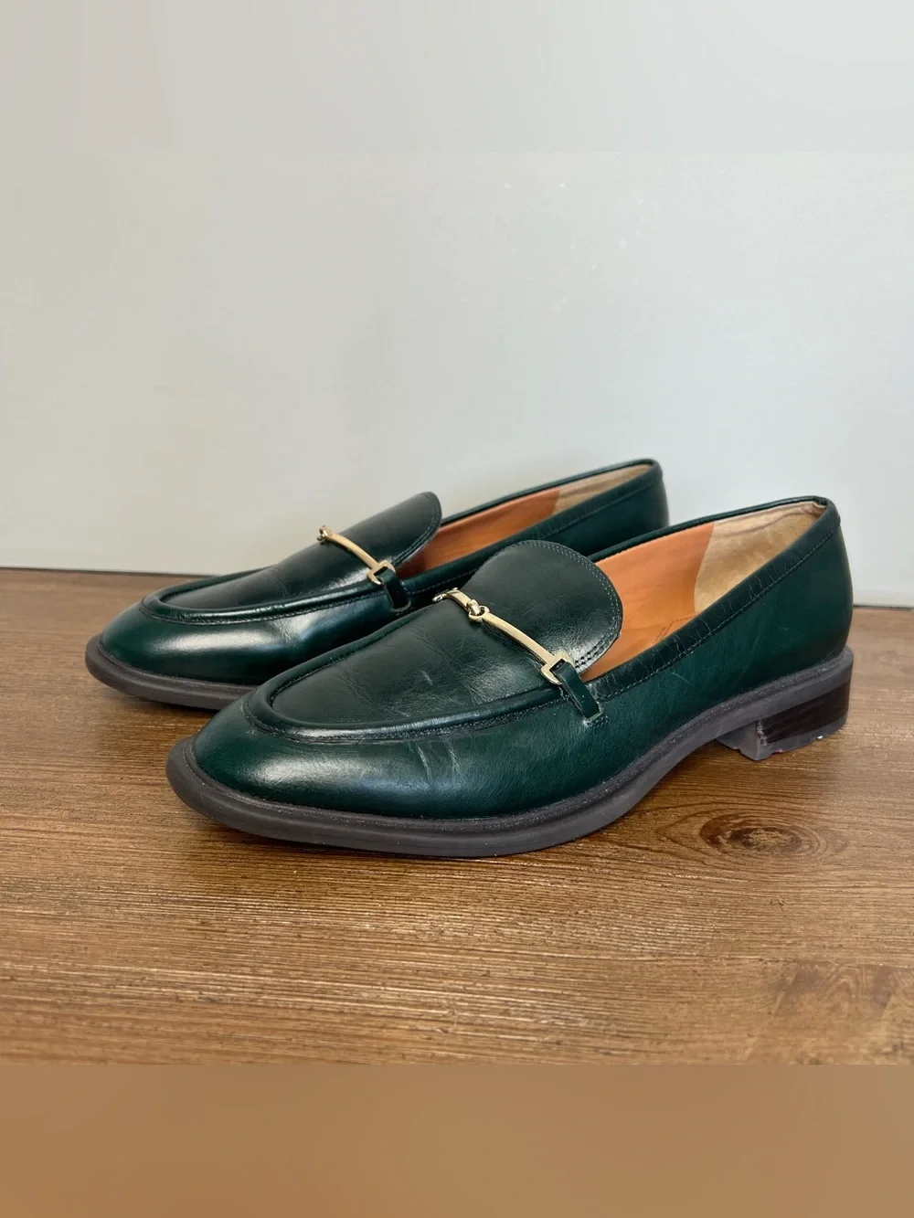 FRANCO SARTO Leather Eda Emerald Green Slip On Loafer Shoes Size 8